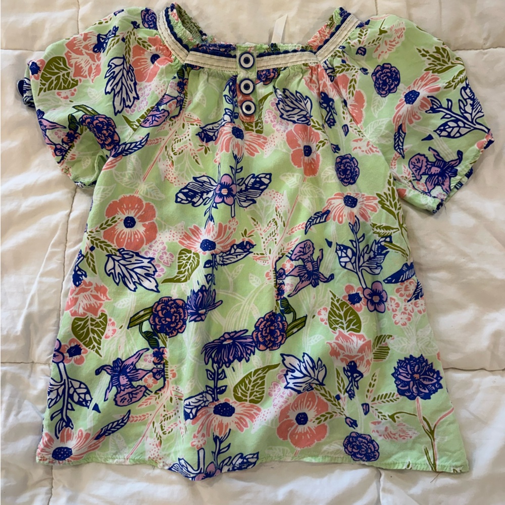 Matilda Jane Floral Kids Top - Green and Blue